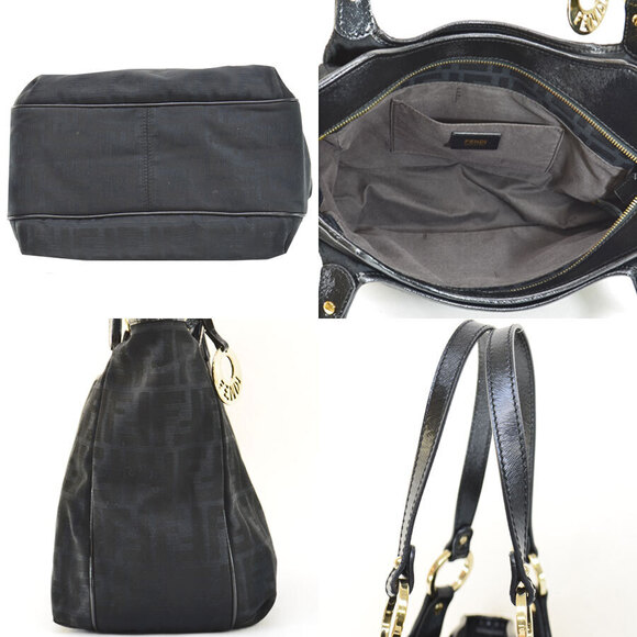 Fendi Handbags - Fendi Leather Bag Gold Black Metallic Shoulder Canvas